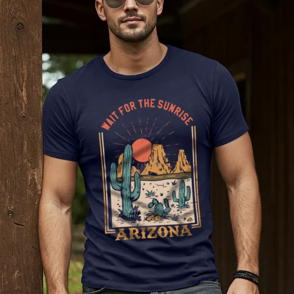 Arizona Navy Regular Fit Printed T-shirt