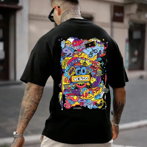 Doodle Lilac Oversized Back Graphic Printed Tshirt